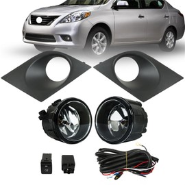 Labwork - 1 par de luces antiniebla de repuesto para Nissan Versa 2007-2011 con bombillas para parachoques delantero, luces antiniebla, interruptor de arnés, 261508993B, 261508992B