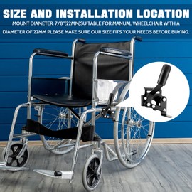 DaisyInner Heavy Duty Wheelchair Brakes Wheel Locks (Pack of 2) Wheelchair Parts Mount Bolt on Style for 7/8 Inch Tubing Universal Wheel Lock Brake Assembly Medical Transport Chair Brake Side(Black)