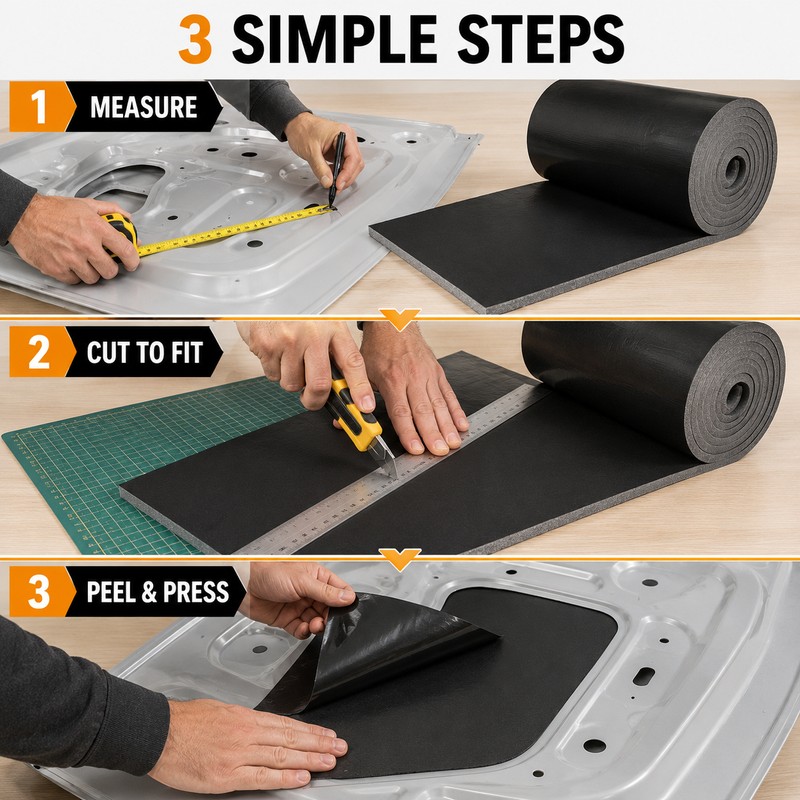 Self-Adhesive Rubber Foam Sound & Thermal Insulation Roll for Cars