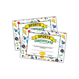 Sports Certificate of Outstanding Achievement 30pk 6x9” Cardstock Athlete Teams Most Improved PE Sportsmanship Award Ceremony Basketball Kickball Dodgeball