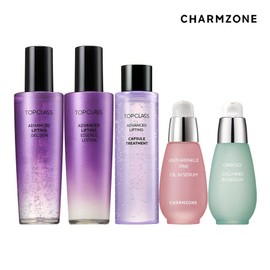 Charmzone Top Class Advanced Lifting 5-Piece Set (Skin 1 + Emulsion 1 + Capsule Essence 1 + Moisturizing Serum 1 + Soothing Serum 1), 1 Set / 참존 탑클래스 어드밴스드 리프팅 5종 (스킨1+에멀젼1+캡슐에센스1+보습세럼1+진정세럼1), 1세트