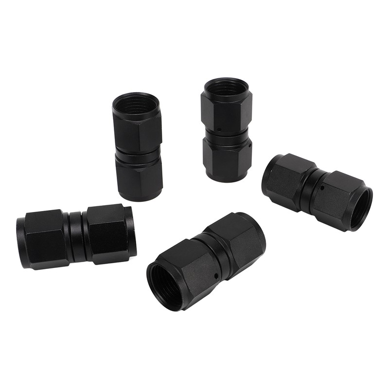 5PCS 10AN Fitting Adapter Black Female Straight Swivel Aluminum Alloy