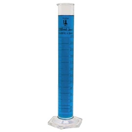 250ml Graduated Cylinder, Borosilicate 3.3 Glass, Single Metric Scale, Karter Scientific 213I6 (Case of 10)