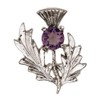 Traditional Scottish Thistle & Dark Amethyst Stone Brooch Pin