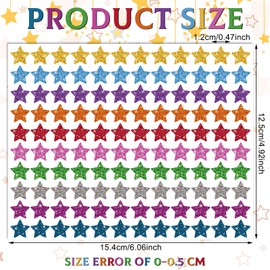 1200 Pcs Star Stickers Glitter Bee Sparkly Stickers Colorful Small Stickers for Kids Toddlers Teacher Reward Sheet Incentive Charts Classroom School Home Art Craft Party Favor Supplies (Star)