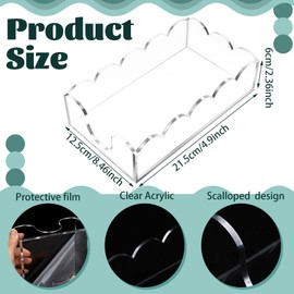 Chunful 2 Pcs Acrylic Napkin Holder Scalloped Acrylic Guest Towel Holder 8.5 x 5 x 2.4 inches Clear Hand Towel Tray for Bathroom Kitchen Disposable Paper Room Accessories