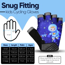 SAGA SPORTS Half Finger Kids Cycling Gloves| Non-Slip, Padded, Antislip, Fingerless Kids Bike Gloves for Boys and Girls | Ideal for BMX, MTB, Gymnastics (Navy Blue, Small [4-6])