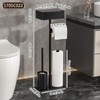 Freestanding Toilet Paper Holder with Tissue Box Storage, Black Metal