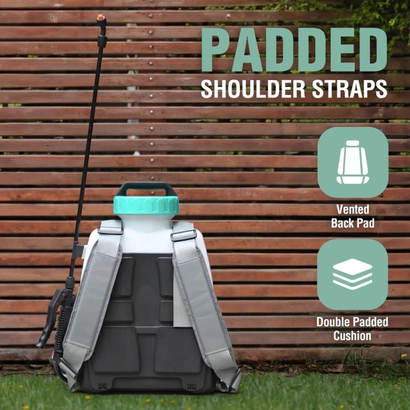 HAUSHOF 4Gal Battery Powered Backpack Sprayer 4Nozzle 70PSI HighPressure Sprayer