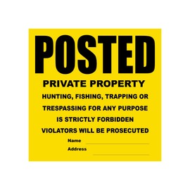 Posted Private Property No Trespassing Tyvek Sign | Heavy Duty | Durable | Weather Resistant | Yellow and Black | 11” x 11” - 10 Signs