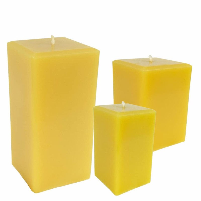 Candlestock Handmade Beeswax Square Dripless Unscented Pillar Candle - Set