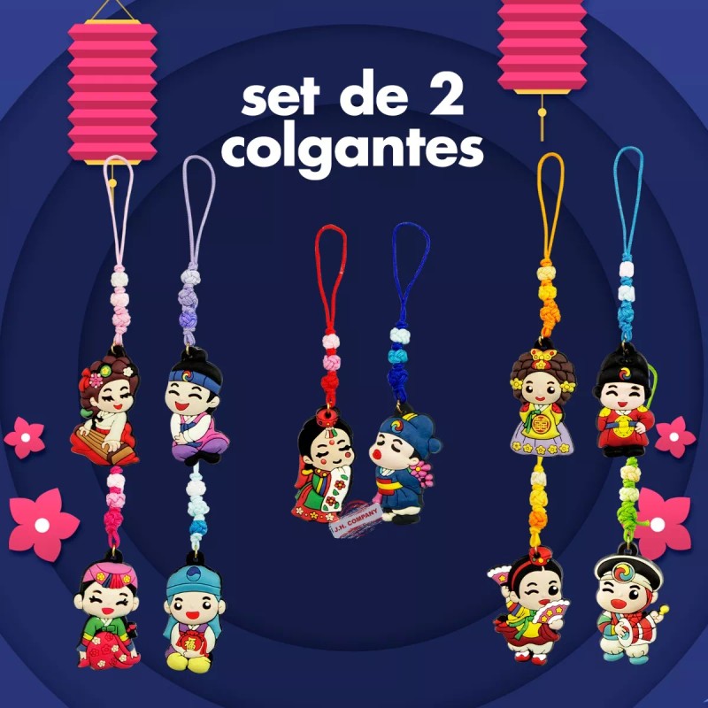 J.H. Company Set 2 Pcs Colgante Figura Coreana Tradicional Pareja