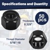 ZQZ 5/16-18 Black 304 Stainless Steel Nylon Lock Nuts, 50PCS