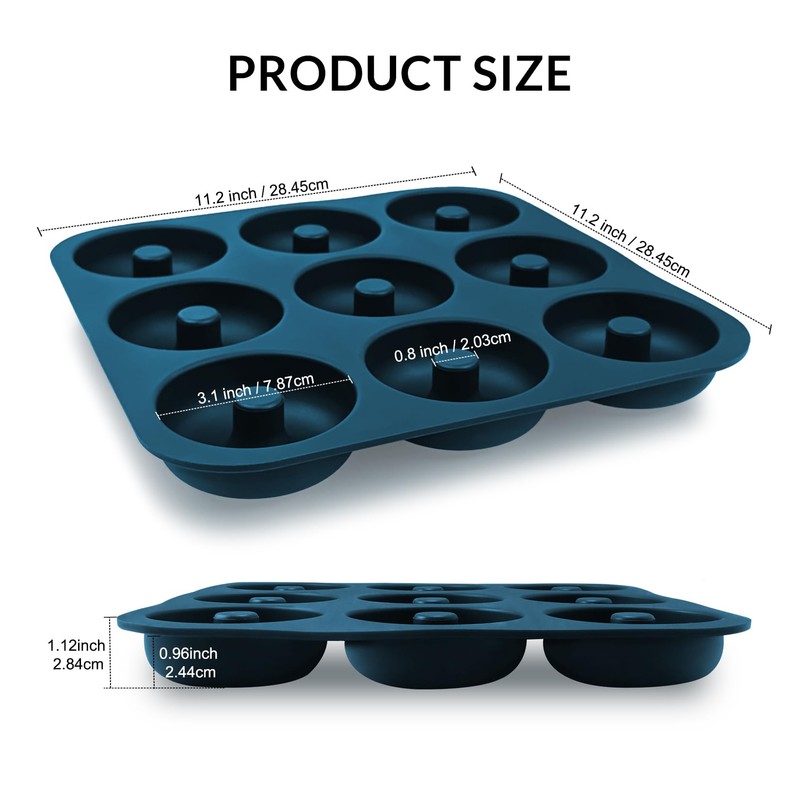 Large Silicone Donut Pan for Baking, 9 Cavity Non-Stick Food