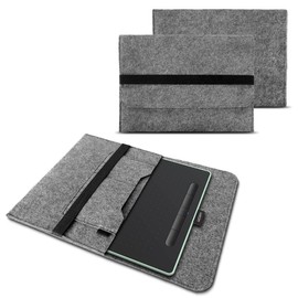 NAUC Sleeve Case Compatible with Wacom Intuos S Graphic Tablet, Pen Tablet, 10.1 Inch Cover, Durable Felt with Inner Pockets and Secure Closure, Colour: Grey