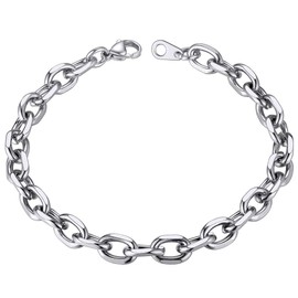 Chain Link Bracelet Stainless Steel 7mm Rolo Cable Bracelet for Men, 7.5 inch