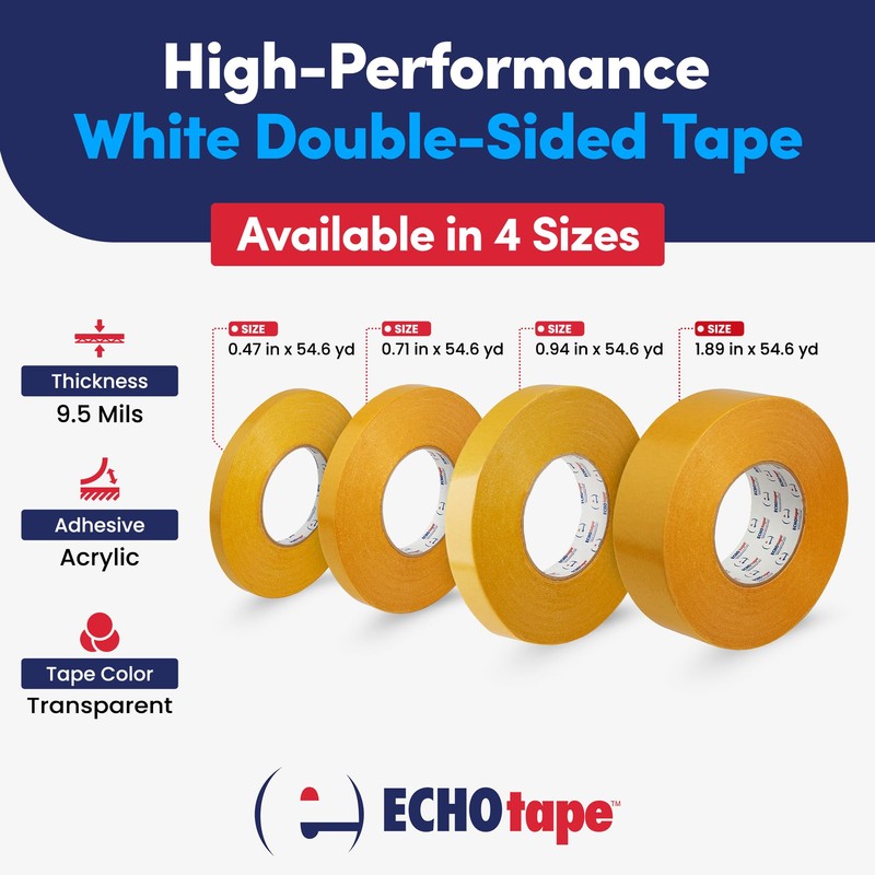 ECHOtape DC-U032A | White Heavy Duty Double-Sided Tape | Permanent