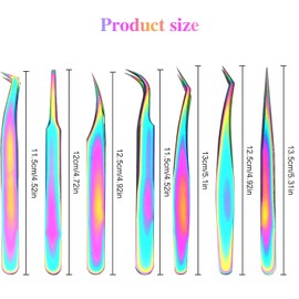 7 Piezas Pinzas para Pestañas Pinzas de Depilación Kit de Pinzas de Extensión de Pestañas Juego de Pinzas de Acero Inoxidable con Estuche para Uñas de Arte de Cabello Encarnado