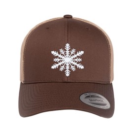Adjustable Brown/Khaki Structured Trucker Snowflake Cute Christmas Structured Trucker Cap