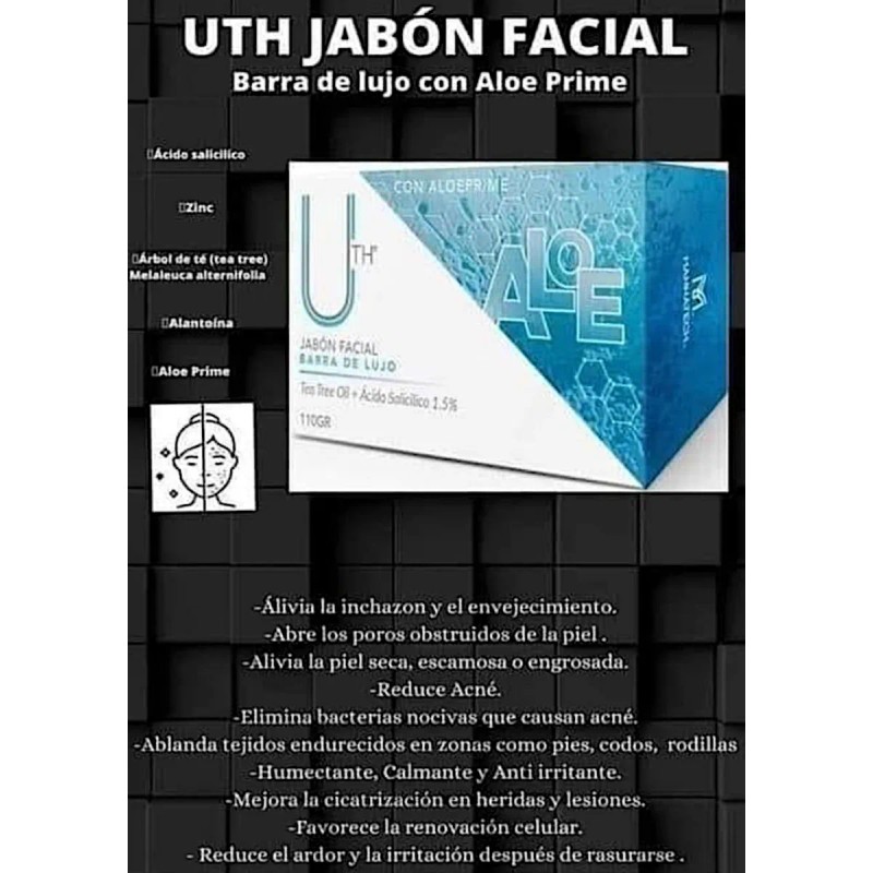 Jabón Limpiador Facial En Barra Uth Con Ácido Salicílico Todo