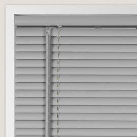 CALYX INTERIORS Room Darkening Vinyl Mini Blinds, Cordless, 1" Slat, 34.5" W x 60" H, Light Gray