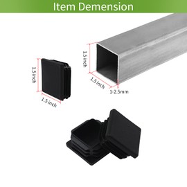 WZB 1 12 1.5 inch Square Tube End Cap Plastic Plugs 12 Pack, 1 12 inch 1.5 inch Square Tubing Plug 1.5 x 1.5 Tube End Caps Fence Post Pipe Cap Cover Tubing Insert Chair Glide Finishing Plugs, Black