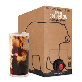 Wandering Bear Organic Cold Brew Coffee on Tap, DECAF Straight Black, 96 fl oz - Smooth, Unsweetened, Decaffeinated, and Ready to Drink