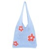 Ausing Crochet Tote Bag Mesh Beach Bag Fairycore Hobo Bag Fairy Grunge Aesthetic Shoulder Bag Y2k Purse for Women Girls Light Blue