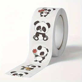 CAA Trading™ Roll of 500 x Cute Panda Stickers Labels Scrapbook Rewards Well Done Teacher Love Animal (2.5cm) 25mm (500 Stickers)