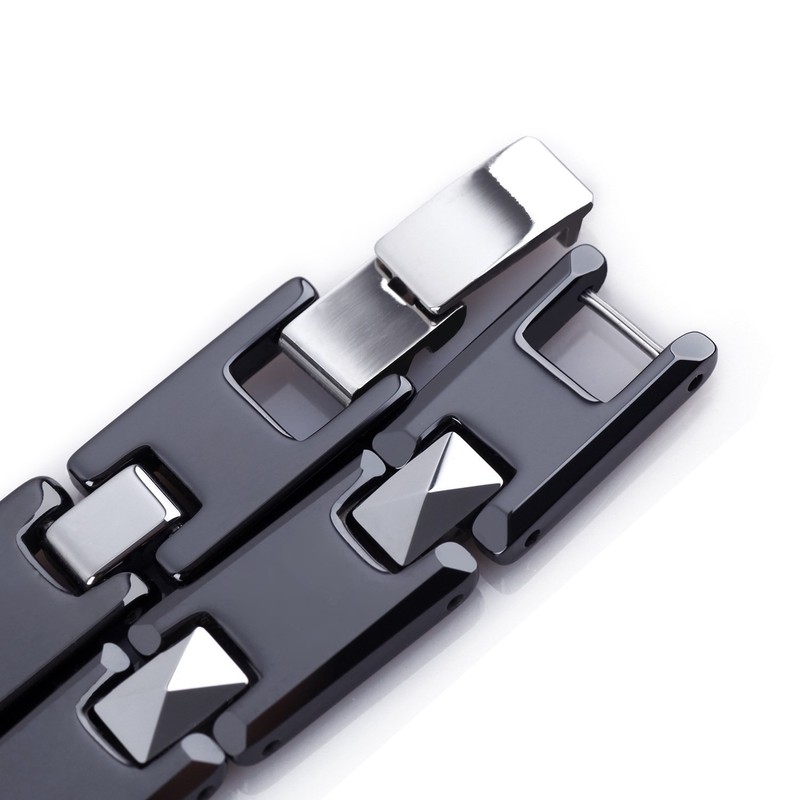 URBAN JEWELRY Amazing Tungsten and Ceramic Men's Link Bracelet (Black,
