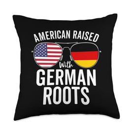 American Raised With German Roots USA Germany Flag Throw Pillow