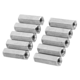 Pack of 10 Long Rod Nuts, Mounting Parts Nut M6 Hex Coupling Nuts Straight Matching Hex Sleeve Nuts Spacer Thread Fixings (M6 x 30), Nut