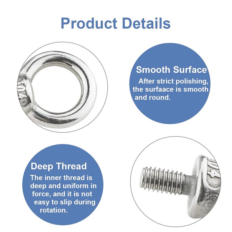 Eye Bolt Stainless Steel Metric M4 M5 M6, Pack of