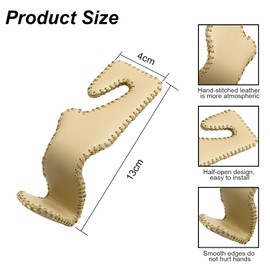 CGEAMDY 2PCS Superior Leather Car Seat Back Headrest Hooks, Durable Auto Seat Hook Hangers Interior Accessories, Car Interior Hook for Purse Bag Coats Umbrellas Grocery Bags Handbag (Beige)