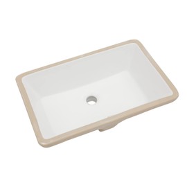 Sarlai Undermount Bathroom Sink - 21 x 13 inch Rectangular Vessel Sink Undermount Modern White Ceramic Rectangle Sink, Vanity Sink Art Basin with Overflow, Interior Bowl Size 18.9"x11.8"x4.75"