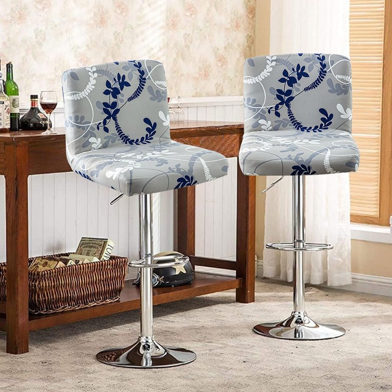 Levoberg Bar Stools Cover Set of 2 Printed Armless Swivel