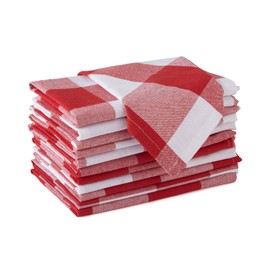 Encasa XO Cotton Napkins Set of 12 | Buffalo Red Checks | Size 43 x 43 cm | Table Napkins | Machine Washable & Reusable