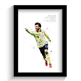 The Football Print Room LIVERPOOL | MO SALAH | HAND DRAWN FRAMED ILLUSTRATION PRINT POSTER