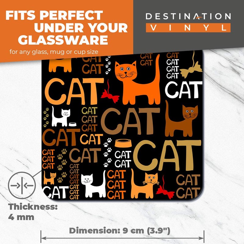 2 x MDF Glossy Top Coasters Square - Cat Lover