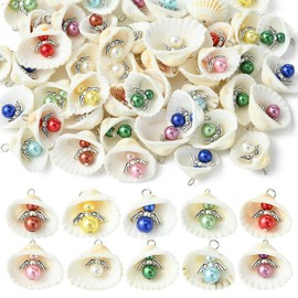 UR URLIFEHALL 50 Pcs 10 Styles Colourful Angel Charms with White Shell Beads Fairy Charms Pendants for Jewellery Making Crafts Phone Straps