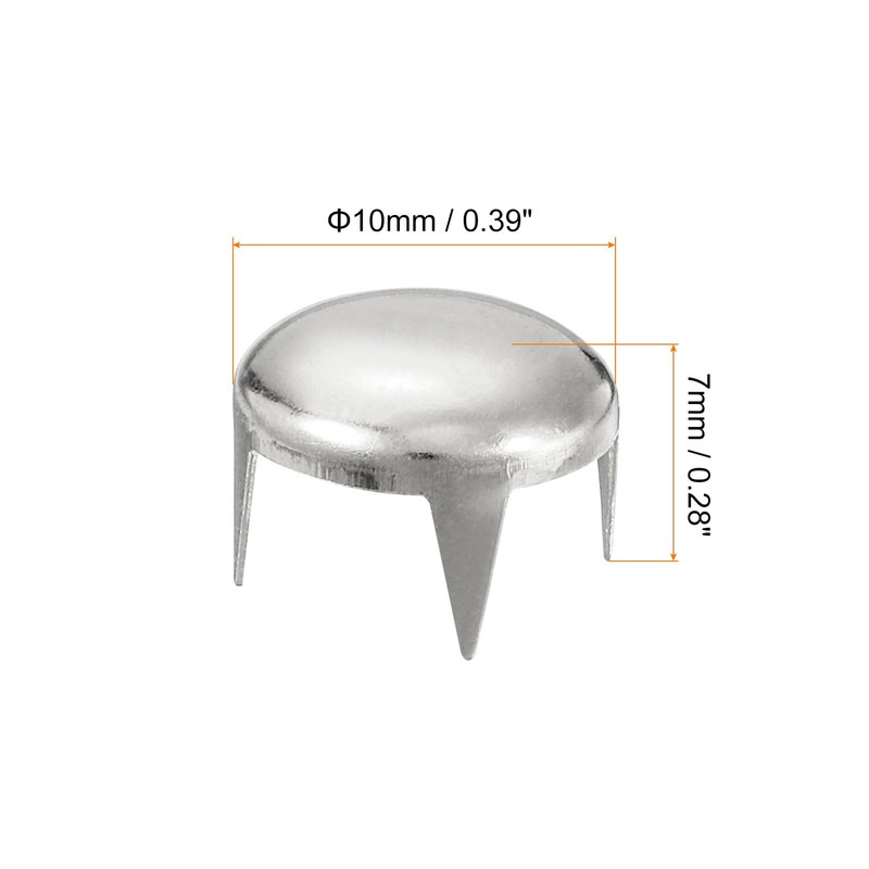 sourcing map 100Pcs 10mm Silver Round Dome Studs Metal Claw