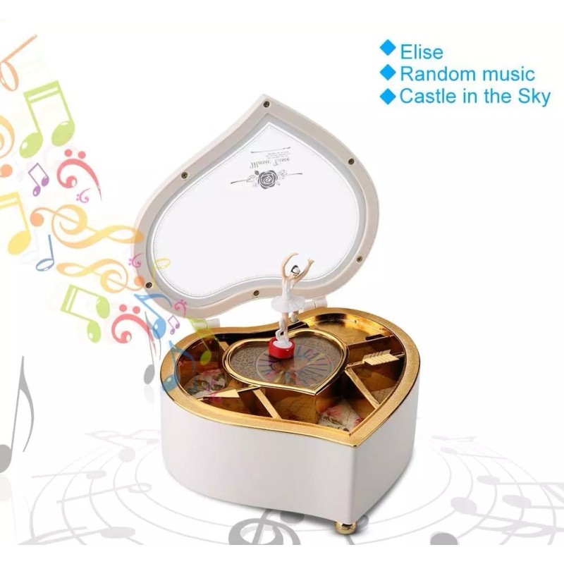 SH Cajas Musical Forma De Corazon Bailarina Caja Almacenamiento