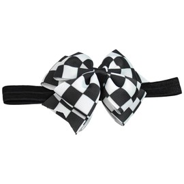 Baby Girls Racing Checkered Flag Bow Headband and Hair Bows Infant Toddler Birthday Party Dress Up Hair Accessories for Newborns Infants Toddlers and Kids