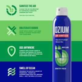 Ozium Air Sanitizer & Odor Eliminator for Homes, Cars, Offices and More, Country Fresh, 3.5 Ounce (Pack of 4)