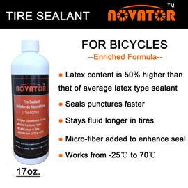 NOVATOR 17oz Endurance Formula Tubeless Tire Sealant, Tubeless sealant, Seals Faster, Lasts Longer, Micro-Fiber for MTB, Road Bike, Gravel Bicycle Tires (17oz.sealant)