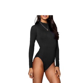 BODYWEAR LTD Ladies Turtle Neck Bodysuit Ladies Long Sleeve Stretch Leotard Top Sizes 8-14 (Black, 8-10)