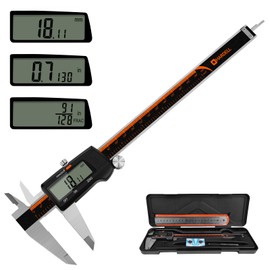 HARDELL HARDELL Digital Caliper, 0-8 Inch Measuring Tool Large LCD Screen, Stainless Steel, Auto-Off, Inch/Fractions/MM Waterproof Caliper Digital Micrometer for DIY/Household/3D Printing