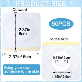 Hzopcw 50pcs Castor Oil Pack Wraps, Self-Adhesive Disposable Belly Button Patches, Highly Absorbent Organic Cotton Castor Oil Pads for Workouts Yoga Travel- White