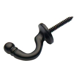 Merriway® BH01646 (2 Pcs) Ball End Curtain Drapery Hold Back Tie Back Hooks, 40mm (1.1/2 inch) Black - Pack of 2 Pieces