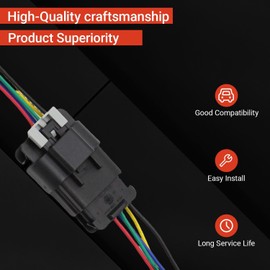 Powkos Male and Female Headlight Connector Plug Harness Pigtail 5-Pin Compatible with Chevy Silverado GMC Sierra 2014-2016